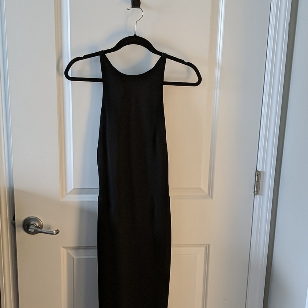 Black formal dress with open chain back